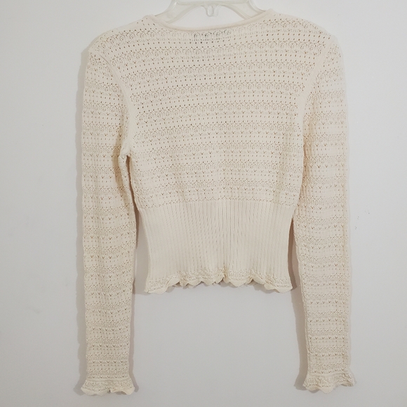 NWT Zara Crochet Style Stretchy Cream Ivory Boho Top Small Grandmacore - Picture 4 of 9